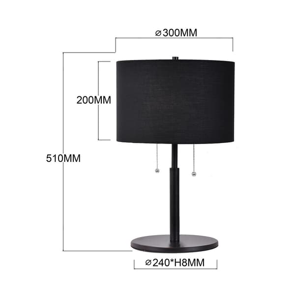 FOGO 2 E27 BORDLAMPE SORT LYS PRESTIGE LP-0304/2T BK
