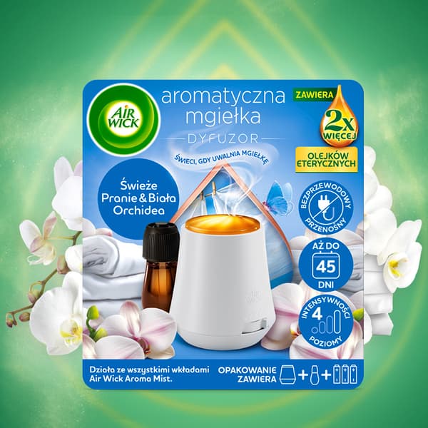 Air Wick aromamist komplet frisk vask og hvid orkidé