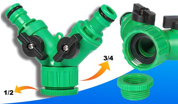 T-stykke til haveslangehane 1/2" + 3/4"