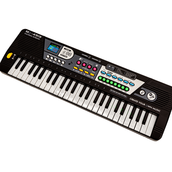 Børneorgel med musikinstrumenter, keyboard og mikrofon