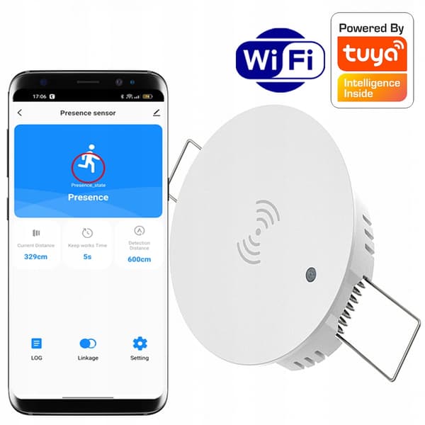RTX Mikrobølgesensor WiFi Tilstedeværelsessensor TUYA Smart 230V Loft