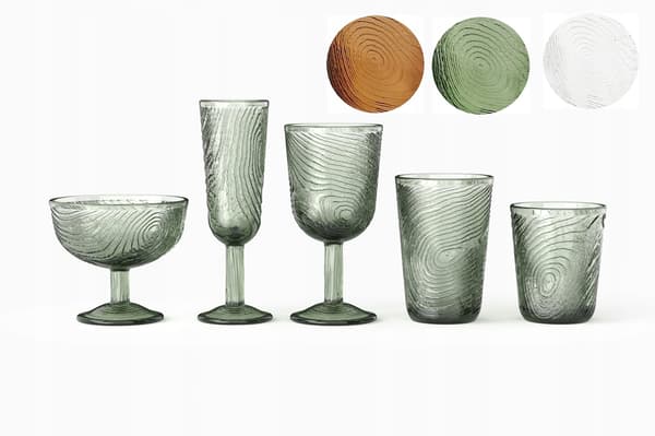 GLAS FÖR VATTEN, GRINKS, JUICE 250ml, TRÄSKIVMÖNSTER, ARBRE BRUN