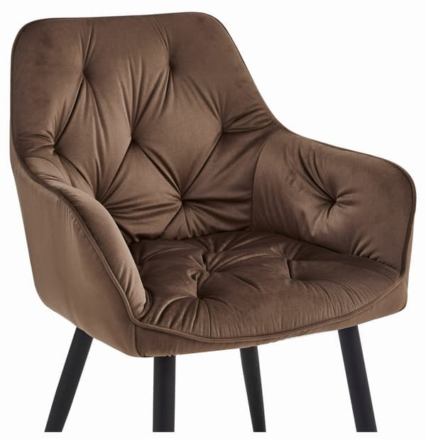 JORK stol - brun sammet / svarta ben x 2