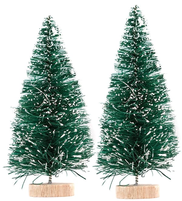 Dekorative grønne juletræer 8 cm 2 stk.
