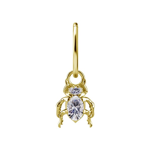 Berlocker - CoCr NF - skalbagge med vit zirkon - guld - D-085