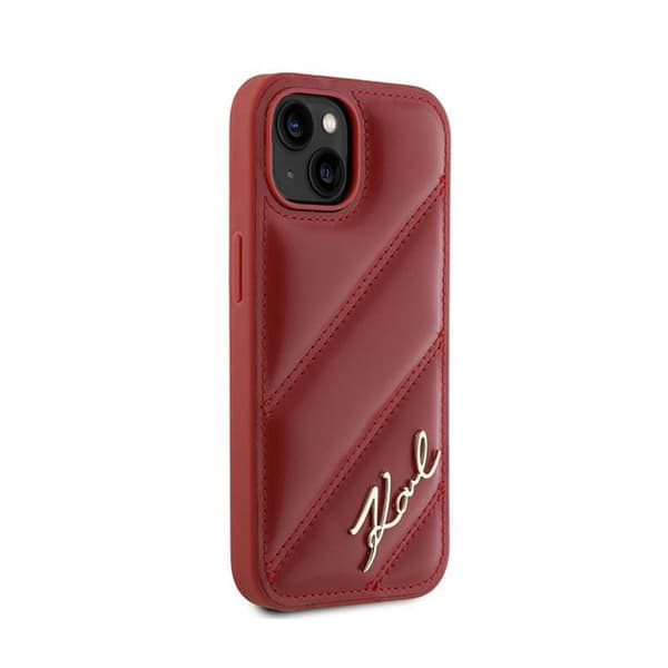 Karl Lagerfeld Diagonal Quilted Script - iPhone 15 / 14 / 13 -suojakuori (punainen)