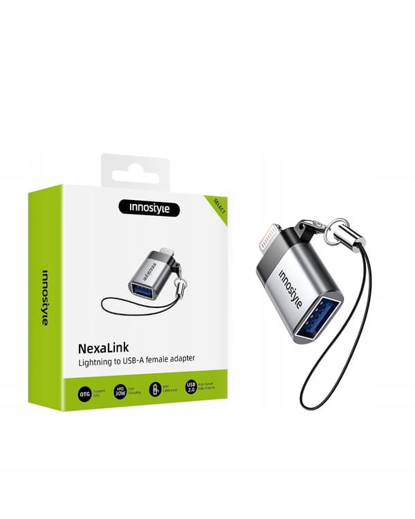 INNOSTYLE ADAPTER USB-A 3.0 TILL LIGHTNING IPHONE IPAD 3A OTG