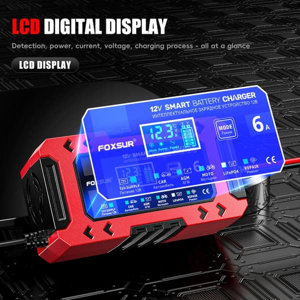 EM-LIKRIKTARE FOXSUR 12V 6A LCD
