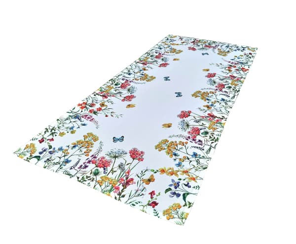 BORDSLÖPARE Vit med färgglada blommor Rektangulär 40x85 Bordsduk för soffbordsbyrå