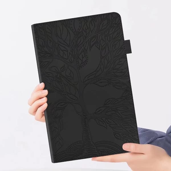 ETUI TIL APPLE IPAD PRO 11" 4/3/2/1GEN SORT, SAMMENKLAPBAR, ØKOLOGISK LÆDERSTYLUS