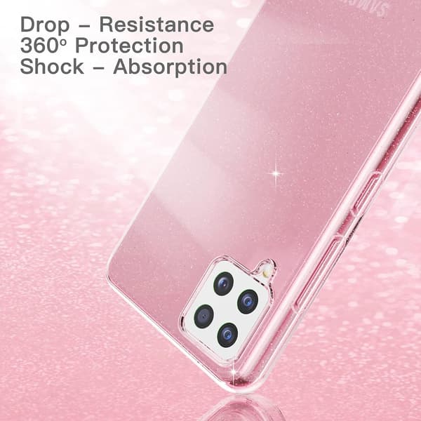 ETUI TIL SAMSUNG GALAXY A42 5G SILIKONE PINK GLITTER + LINSER