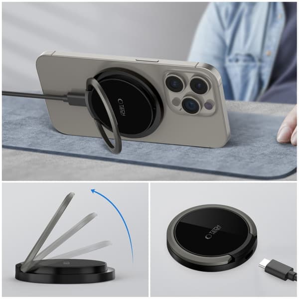 TECH-PROTECT QI15W-A33 MAGNETISK MAGSAFE TRÅDLØS OPLADDER SORT