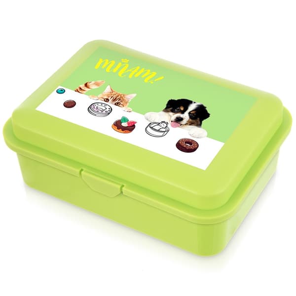 Frokostbeholder grøn hund og kat 750 ml