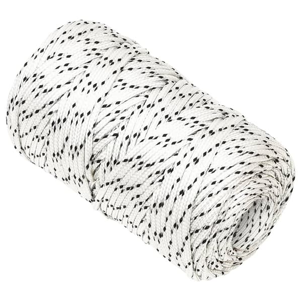 vidaXL Flätad segelrep, vit, 2 mm x 250 m, polyester