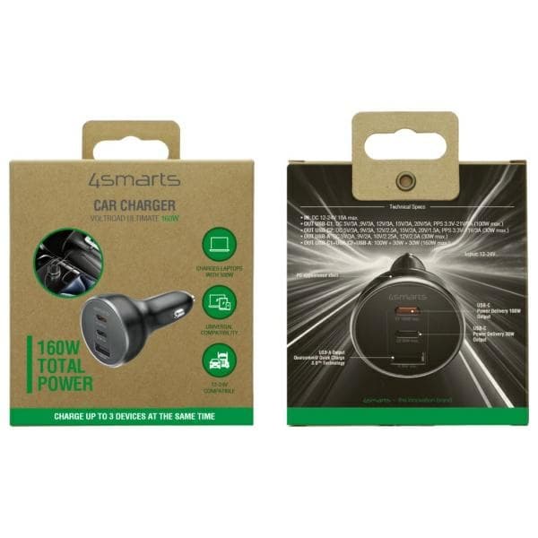 4smarts VoltRoad Ultimate 160W Biloplader Sort 541224