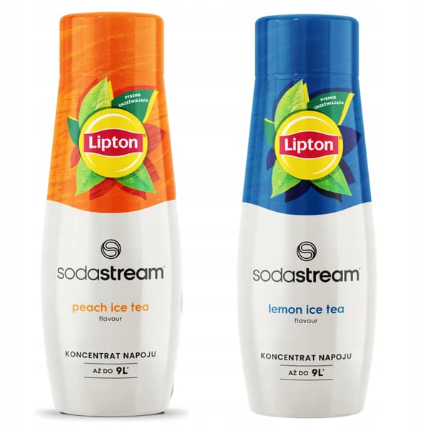 2x Lipton jäätee Peach SodaStream siirappi + jäätee Sitruuna