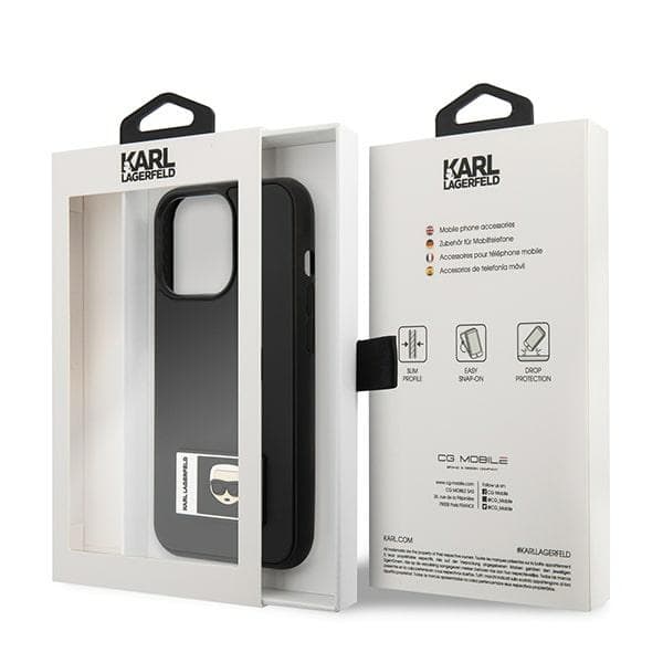 Karl Lagerfeld KLHCP13X3DKPK iPhone 13 Pro Max 6.7 sort/sort hårdt cover Ikonik Patch