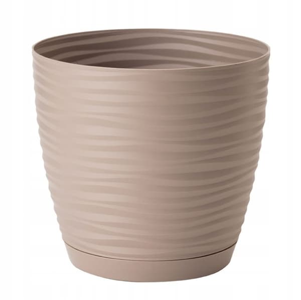 Blomsterpotte med underskål grå-beige 19x17,3cm plast