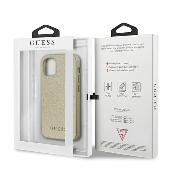 Guess GUHCP12SIGLGO iPhone 12 mini 5,4oz/guld hårdt cover iriserende
