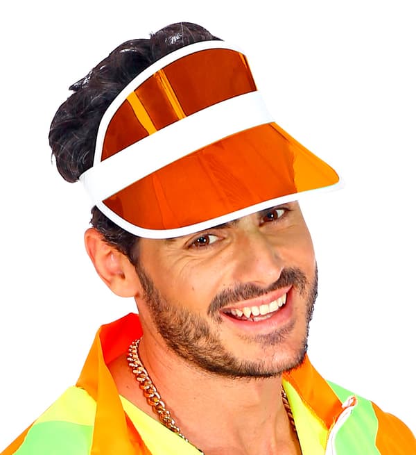 80'er neonorange visir-diskokeps