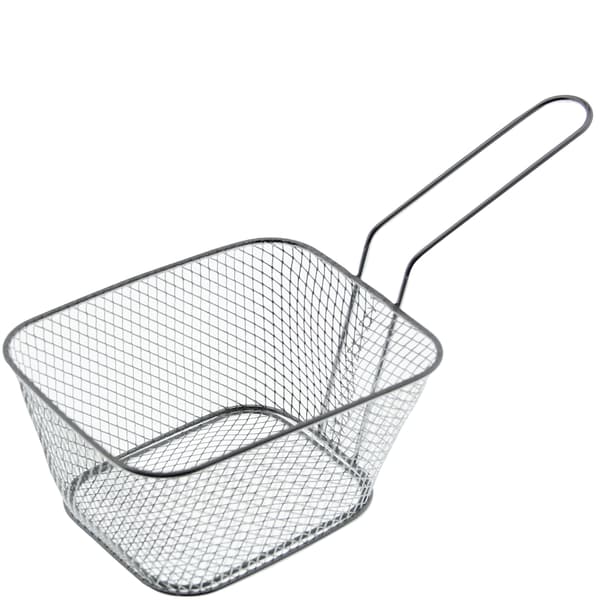 SERVERINGSKURV TIL POMMES FRITES OG SNACKS MINI STÅL SØLVKURV