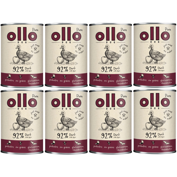 OLLO Pure Anka med Äpple våtfoder för hundar 8x400g