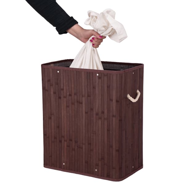Bambuinen pyykkikori kannella 100L wenge