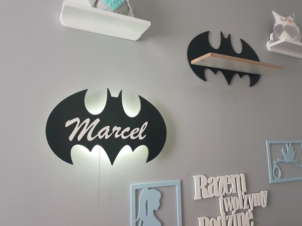 BATMAN natlampe med navn, batteridrevet LED