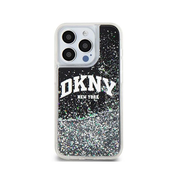DKNY Liquid Glitter Big Logo - iPhone 15 Pro -kuori (musta)