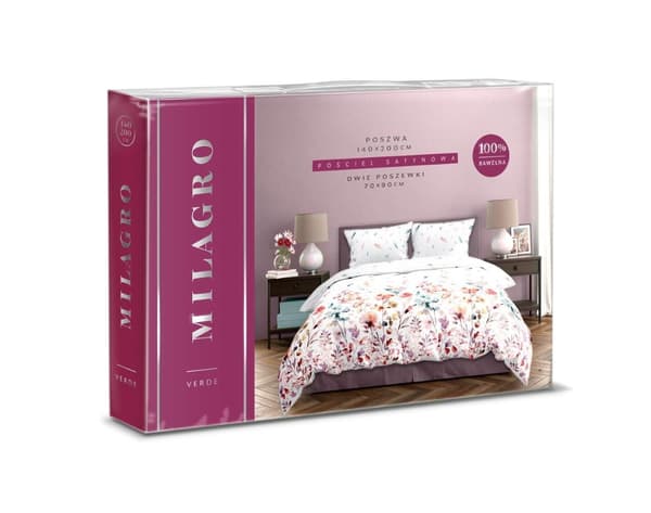 Satin Sengetøj 160x200 Milagro Blomster