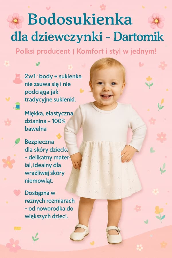 Bodysuitklänning BODYSUIT storlek 74 långärmad BRODERAD VIT