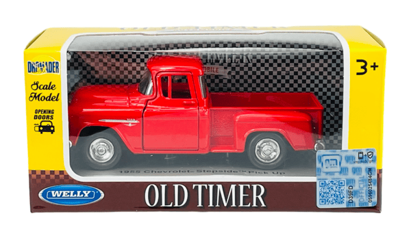 WELLY OLD TIMER 1955 CHEVROLET STEPSIDE PICK UP RØD 1:34 43749