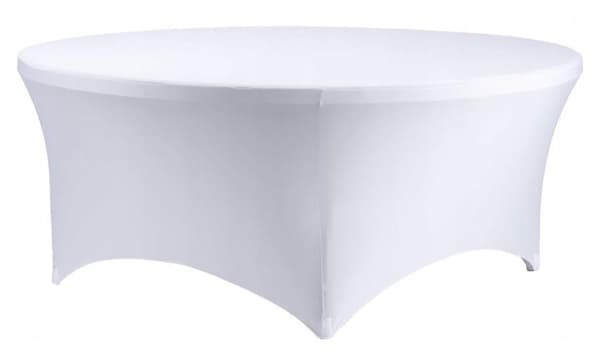 Elastisk slät vit bordsduk för cateringbord Ø180 cm 180 g