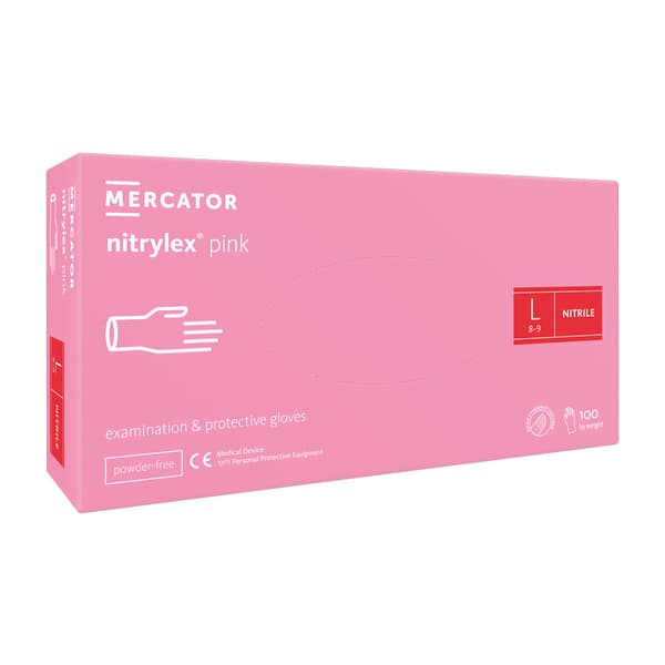 Nitriilikäsineet L pinkki Mercator Nitrylex Pink 100 kpl