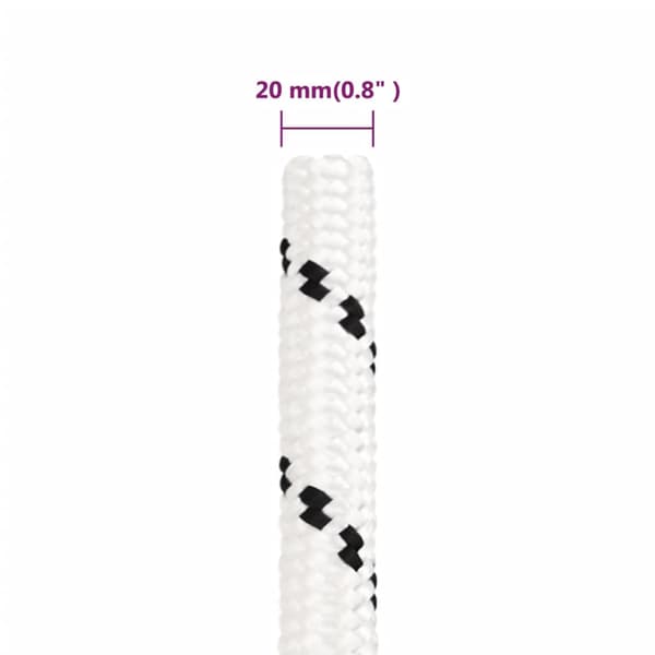 vidaXL Työköysi, valkoinen, 20 mm, 25 m, polyesteri
