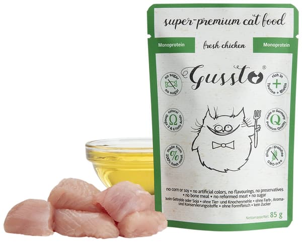 Gussto Kat | Frisk | 85g Pose - Frisk Kylling | Kylling 85g