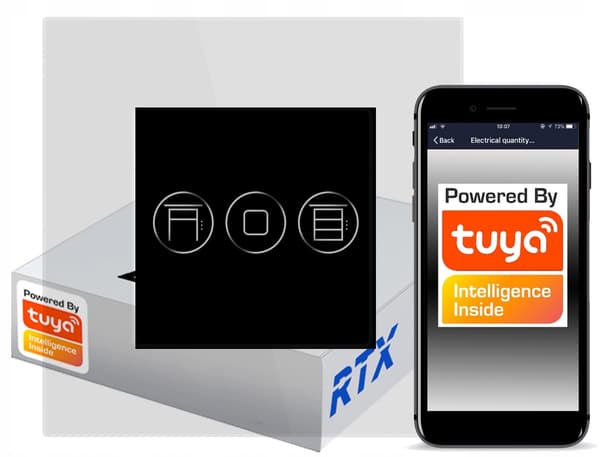 Touch-jalusiströmbrytare SVART ZigBee TUYA RTX SH