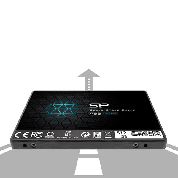 Silicon Power A55 SSD 512GB 2,5" SATA3 Sort, 7 mm