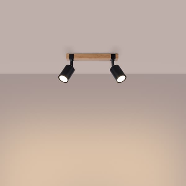 FAGER 2 GU10 SPOTLIGHT SORT TRÆ SOLLUX SL.1344