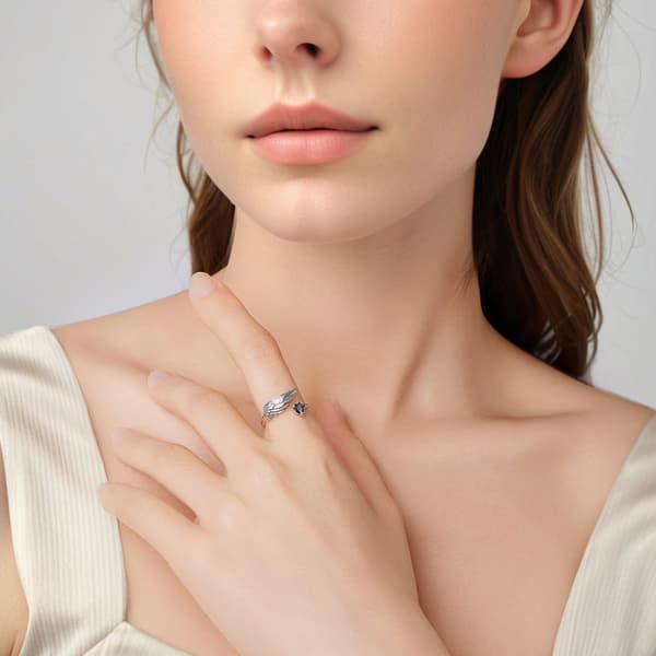 Sølv universal ring ANGEL WING og hjerte sølv 925