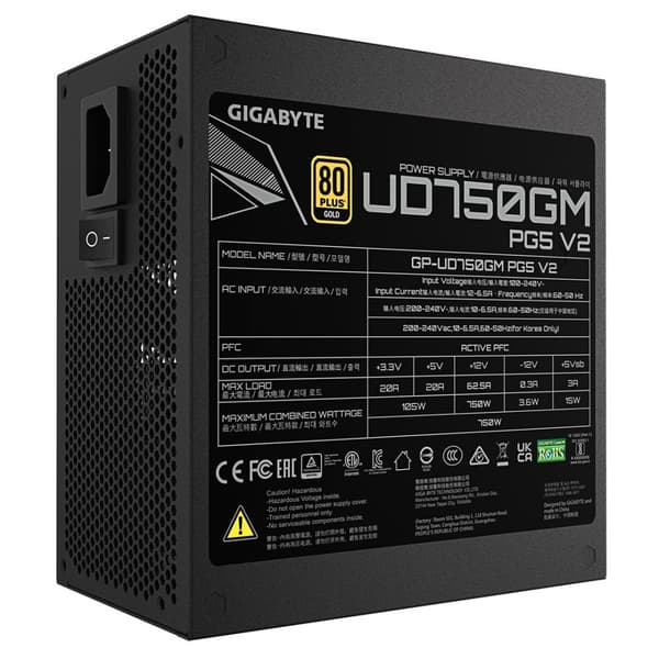Gigabyte GP-UD750GM PG5 V2 PC-strømforsyning, 750W, modulær