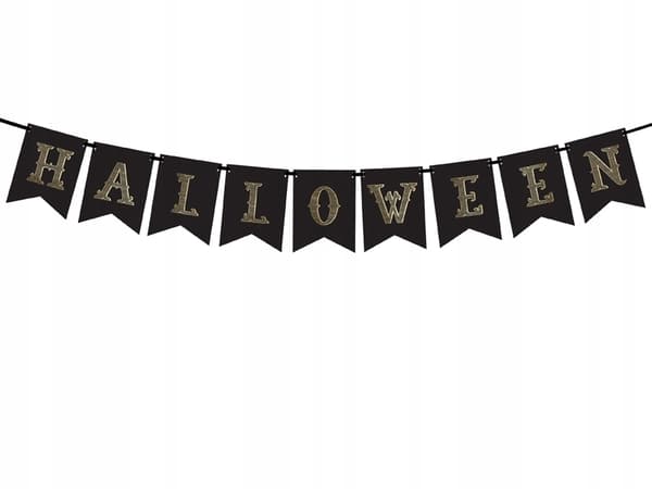 Halloween-banner, sort, 20x175 cm, 1 stk.