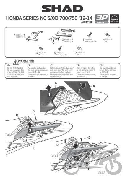 Shad 3p Side Case Brack til Honda NC 700