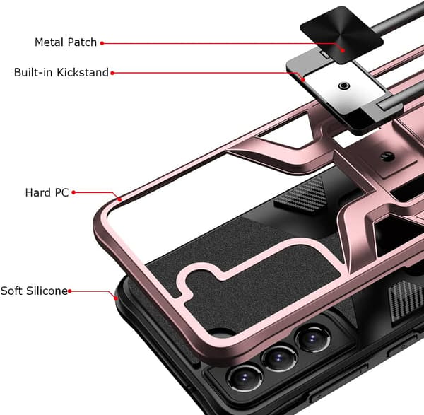 ARMOR ETUI TIL SAMSUNG GALAXY S21 FE 5G PINK SORT STRONG MED STATIV