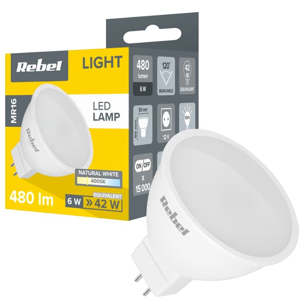 Rebel 6W MR16 4000K 12V LED-pære