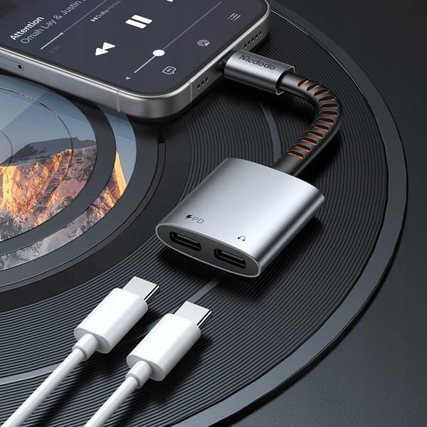 MCDODO USB-C - USB-C -SOVITINKAAPELI 2X TYYPPI-C 2IN1 OTG 60W