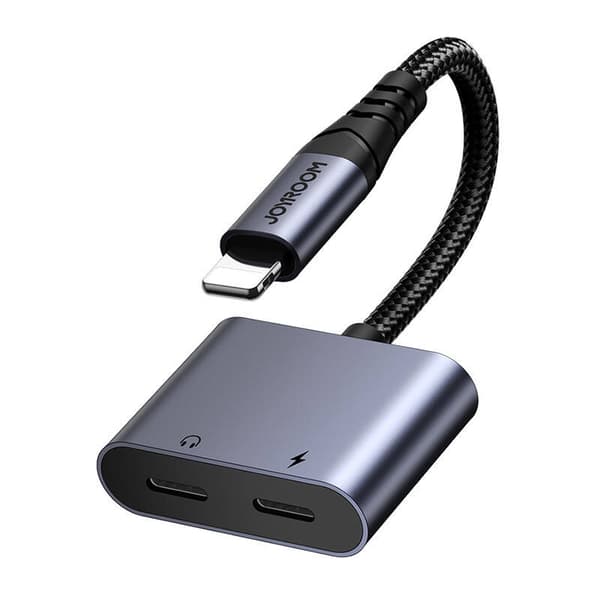 Joyroom SY-L01 2-i-1 lydadapter lightning til 3,5 mm + lightning (sort)