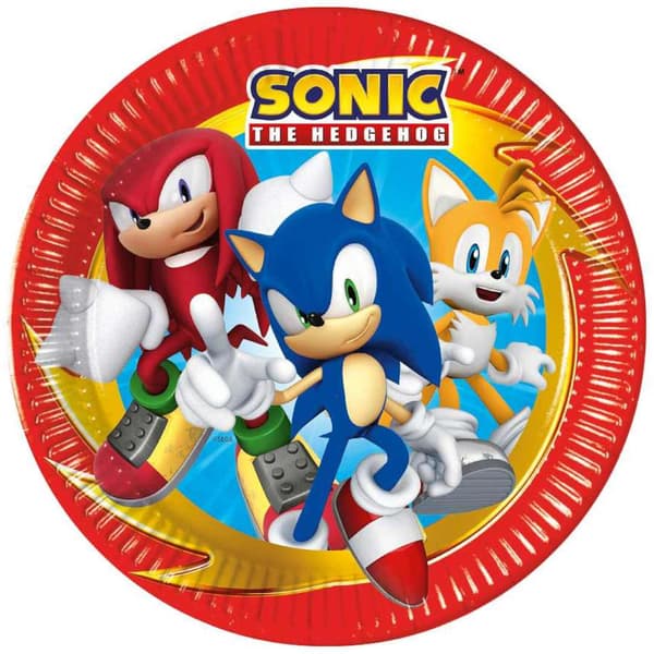 Sonic Sega syntymäpäivän lautaset 23 cm 8 kpl