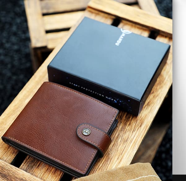 Herrplånbok i läder med dragkedja, brun, elegant present, P51