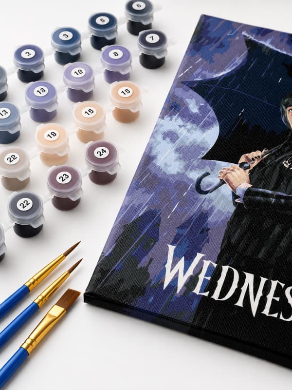 Målning med siffror med ram Wednesday Addams 40x50 cm